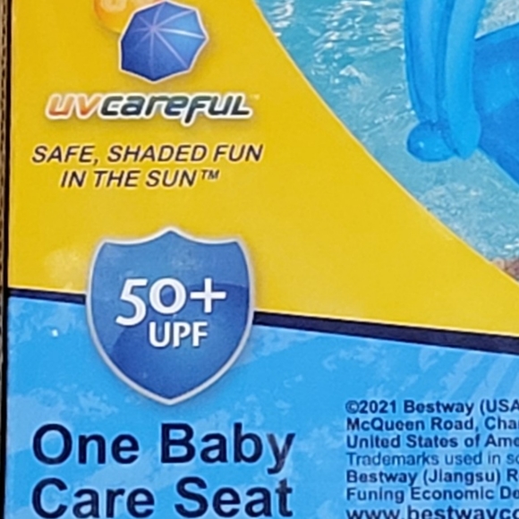 Baby Pool Float with Sun Shade Detachable Canopy UPF 50+ Blue - Picture 3 of 6